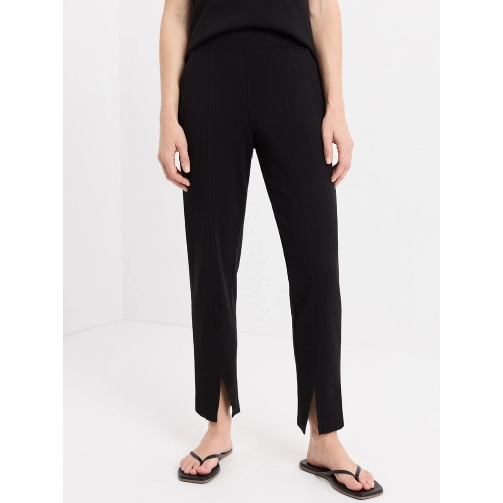 Pact Organic Cotton Airplane Tapered Leg Pant Black Women Small Travel High Rise